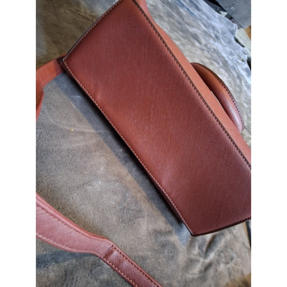Brown Structured Satchel Bee Accent Tassel Gold Hardware Top Handle Shoulder Bag - Picture 15 of 16